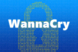Binary code key pad with the word WannaCry in the center