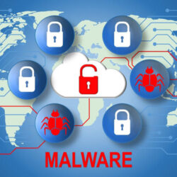 Open lock on world wide network. Illustration of malware.