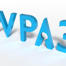 The text WPA3 where the A has a keyhole cybersecurity concept 3D illustration