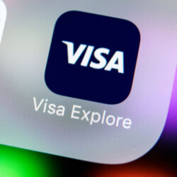 Visa application icon on Apple iPhone X screen close-up