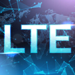 Lte Sign Symbol Over Futuristic Low Poly Mesh Wireframe On Blue Background Vector Illustration