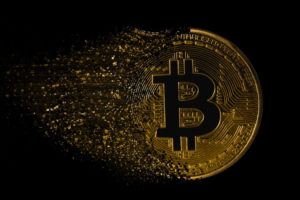 active bitcoin with particles