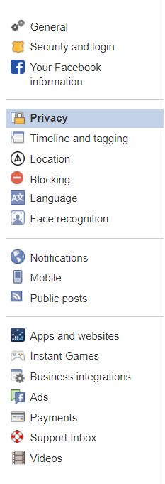 Facebook Privacy option. 